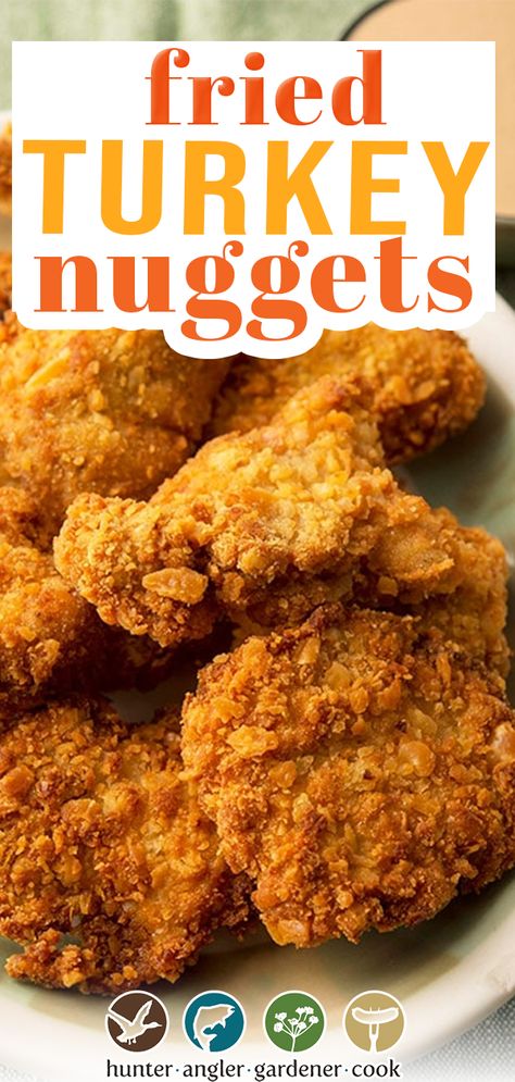 Turkey Chunks Recipes, Wild Turkey Nuggets Fried, Ground Turkey Nuggets, Deep Fried Turkey Breast, Chopped Recipes, Fried Turkey Breast, Turkey Nuggets, Turkey Kabobs, Bear Meat