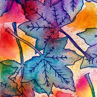 Mixed Media Nature Drawing | My Art Lesson Mixed Media Nature, Contour Line Drawing, 7th Grade Art, Hudson River School, Black Paper Drawing, Warm And Cool Colors, Liquid Watercolor, Watercolor Lessons, Watercolor Projects