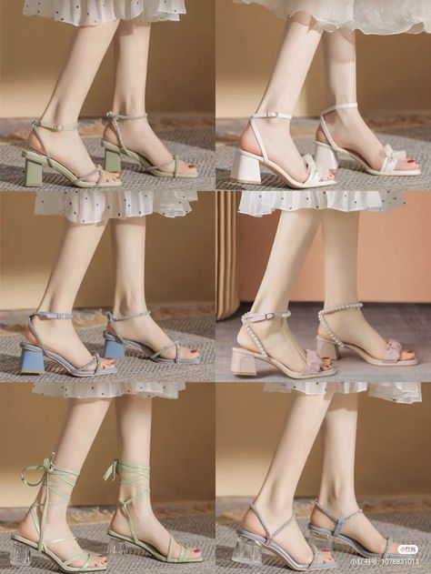 Sandal Wisuda, Cute Heels Aesthetic, Diy Heels, Elegant Shoes Heels, Hak Tinggi, Fashion Shoes Heels, Shoes Heels Classy, Fashion Shoes Sandals, Shoes Outfit Fashion