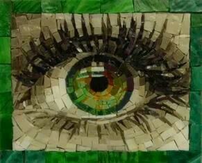 Green eye Mosaic Eyes, Mosaic Eye, Mosaics Art, Mosaic Portrait, Green Mosaic, Mosaic Madness, Mosaic Stained, Mosaic Tile Art, Glass Mosaic Art