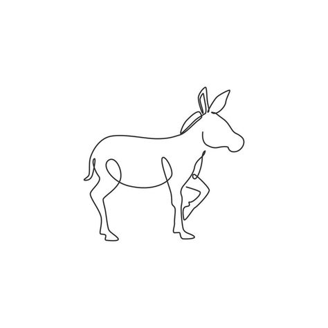 Donkey Farm, Ranch Logo, Tiny Horses, Logo Identity, Continuous Line Drawing, Continuous Line, Line Icon, Identity Logo, Design Vector