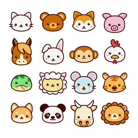 Set of cute and kawaii animal for kids l... | Premium Vector #Freepik #vector #dog #cartoon #animal #cat Cute Drawing Ideas, Doodles Bonitos, Animal Doodles, Cute Kawaii Animals, Cute Drawing, Cute Kawaii Drawings, Retro Cartoons, Kawaii Animals, Cute Easy Drawings