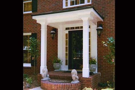 flat  porticos - Bing Hip Roof Portico, Porch Roof Styles, Porch Flat Roof, Porch Roof Design, Front Portico, Front Porch Addition, Portico Design, House Awnings, Porch Kits