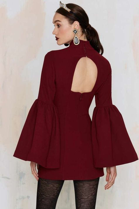 Nasty Gal Kiss and Bell Mini Dress - Clothes | Best Sellers | Dark Romance | Dark Romance | Party Shop | Shift | Dresses Red Colour Dress, Vintage Stand, Burgundy Velvet Dress, Dark Red Dresses, High Neck Bodycon Dress, African Designs, Gaun Fashion, Bodycon Dress Online, Shift Dresses