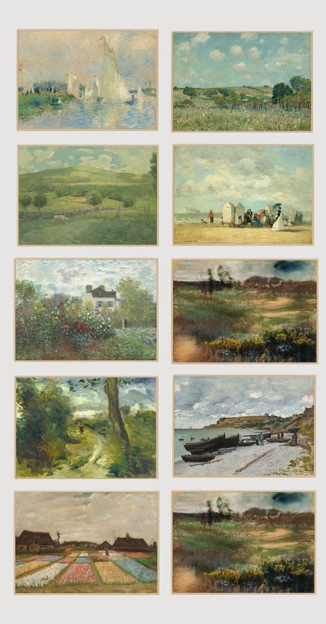 English Country Art Prints, Landscape Picture Wall, French Country Art Prints, French Country Prints, Framing Prints Ideas, French Country Colour Palette, Vintage Art Prints Paintings, Classic Paintings Landscape, Classical Classroom