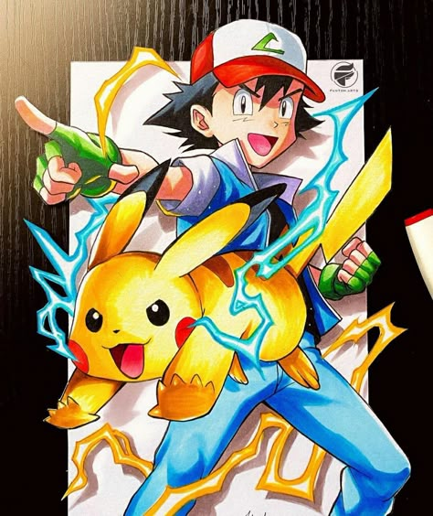 Pokemon Ash Drawings Sketches, Pokemon Sketch Art, Ash Pokemon Drawing, Ash And Pikachu Drawing, Ash With Pikachu, Drawing Pictures For Kids, Ash And Pikachu, Pokemon Drawing, Pikachu Drawing