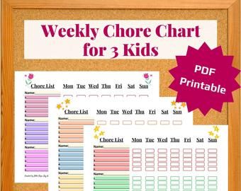 Printable chore chart | Etsy Teen Chore Chart, Weekly Chore Chart, Parenting Printables, Weekly Chore Charts, Family Chore Charts, List Stickers, Weekly Chores, Responsibility Chart, Printable Chore Chart