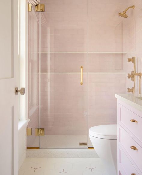 Spa Inspired Bathrooms, Cle Tile, Pink Tiles, Transitional Bathroom, Shower Niche, Girls Bathroom, Pink Bathroom, Bathroom Inspo, Dream Bathroom