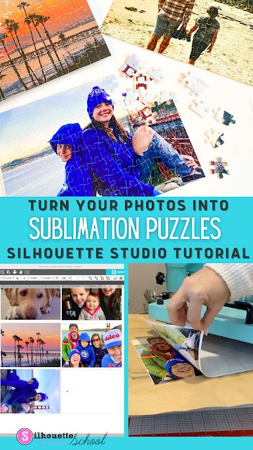 How to Make a Sublimation Puzzle: Free Template & Best Time and Temperature | Silhouette School Blog Vinyl Projects Silhouette, Puzzle Maker, Silhouette School Blog, Puzzle Diy, Silhouette School, Silhouette Cameo Tutorials, Free Silhouette, Graffiti Font, New Puzzle