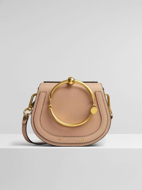 Chloe Nile bag in biscotti beige. $1680 Chloe Nile Bag, Chloe Nile, Chloe Logo, Bracelet Bag, Popular Bags, Statement Bag, Evening Handbag, Chloe Bag, Studded Leather