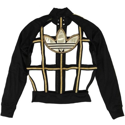 adidas Originals by Jeremy Scott ObyO JS Chain Cage Track Top... (1.450 BRL) ❤ liked on Polyvore featuring jackets Jeremy Scott Adidas, Gold Adidas, Adidas Three Stripes, Tracksuit Jacket, Adidas Trefoil, Adidas Outfit, Jeremy Scott, Schwarz Gold, Spears