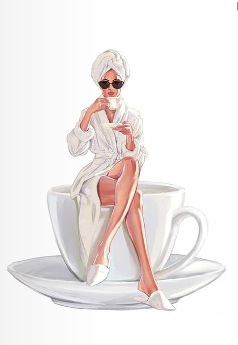 Cup Of Coffee Illustration, Coffee Fashion Illustration, Tea Cup Drawing, Have A Beautiful Weekend, Hilarious Stories, Happy Birthday Art, Hilarious Tweets, Birthday Illustration, Beautiful Weekend