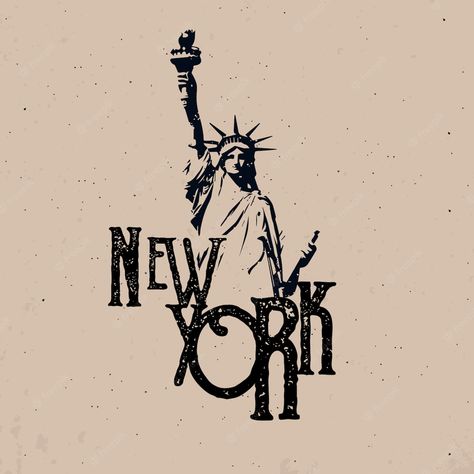 Premium Vector | New york city apparel design with statue of liberty New York Logo Design, New York Graphic Design, تمثال الحرية, Nex York, New York City Graphic, Liberty Tattoo, New York Illustration, American Landmarks, New York Tattoo