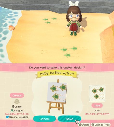 Acne Custom Design Codes, Animal Crossing Ground Design Codes, Acnh Cool Design Codes, Island Flag Animal Crossing Ideas, Codes For Paths Animal Crossing, Pathway Acnh Codes, Animal Crossing Turtle Design, Acnh Beach Sign Code, Custom Animal Crossing Paths