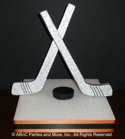 Detailed Ice Hockey Stick with Puck Field Hockey Party, Hockey Centerpieces, Hockey Banquet, Hockey Wedding, Ice Hockey Sticks, Hockey Decor, Sports Banquet, Hockey Party, Bday Party Kids