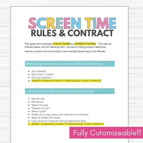 The Screen Time Rules and Contract is the perfect tool to establish boundaries for playing video games, using the computer, or having fun on a tablet.  It is the perfect tool for parents who want to provide their children with a healthy and stimulating environment.  You and your child know what is expected and what happens to screen time if they break the rules.  Check out the entire Screen Time Reward System here: https://www.etsy.com/listing/1388425444/screen-time-checklist-how-to-earn-screen Screen Time Tickets, Screen Time Chart, After School Checklist, Christmas Word Scramble, Screen Time Rules, Screen Time For Kids, Brush My Teeth, Christmas Activities For Kids, Reward System