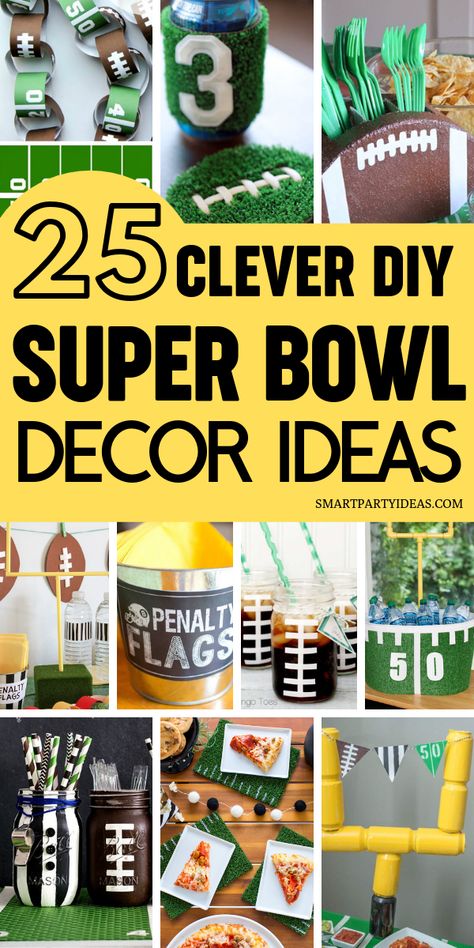 25 Clever DIY Super Bowl Decor Ideas - Smart Party Ideas Super Bowl Decor, Bowl Decor Ideas, Diy Football Party, Diy Super Bowl, Beverage Stations, Superbowl Party Games, Superbowl Party Decorations, Easy Super Bowl, Super Bowl Trophy