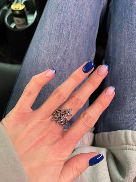 Blue Gel Nails Ideas, Navy Nails Design, Gel Nails Ideas, Short Coffin Nails Designs, Cozy Colors, Blue Gel Nails, Navy Nails, Unghie Sfumate, Fall Nail Ideas