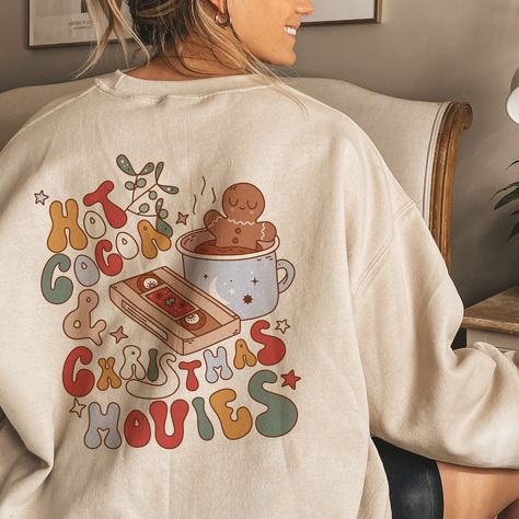 Back Aesthetic, Aesthetic Sweatshirt, Cocoa Christmas, Retro Sweatshirts, Holiday Sweatshirt, Sweatshirt Christmas, Christmas Gingerbread, Holly Jolly, Christmas Women