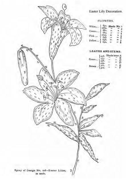 Flower Easter Lily Embroidery Design to do by Hand with Lovely Silk Threads - Vintage Crafts and More Spider Lily Embroidery Pattern, Lily Embroidery Pattern, White Lily Embroidery, Embroidery Templates Free Printable, Embroidery Lily, Stargazer Lily Embroidery, Company Booklet, Lily Embroidery, Orange Lily Flower