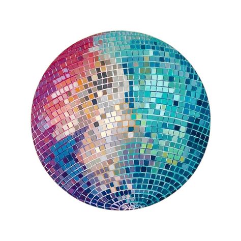 Circular Things To Draw, Disco Ball Colorful, Colored Disco Ball, Bola Disco, Art Disco, Ball Drawing, Aura Poster, Boho Painting, Canvas Drawing