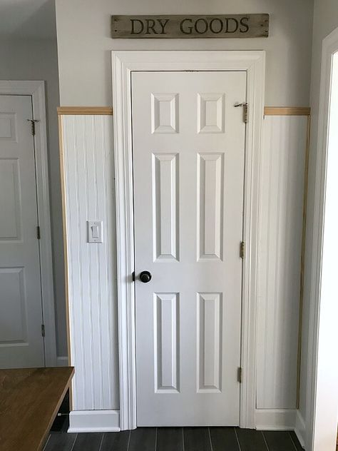 Pantry Makeover Ideas and my plan to make mine pretty! Chalk Paint Pantry Door, Redo Pantry Door, Pantry Door Paint Colors, Grey Pantry Door, Painting Pantry Doors, Pantry Door Sign Ideas, Pantry Door Paint Ideas, Painted Pantry Door Ideas, Alternative Pantry Door Ideas