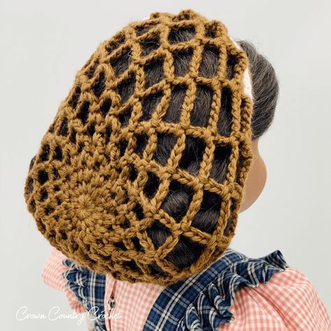 Hair Snood Crochet Pattern – Crown Country Crochet Snood Crochet Pattern, Crochet Beanie Hat Free Pattern, Country Crochet, Notes Tips, Crochet Snood, Crochet Doll Clothes Patterns, Hair Snood, Crochet Summer Dresses, American Girl Doll Crafts