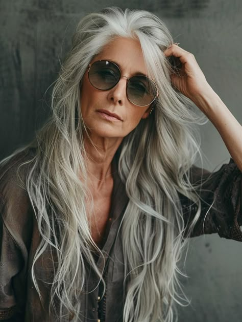 Elegant Hairstyles for Older Women with Long Hair: Timeless and Sophisticated Silver Hair Women, Best Short Hairstyles For Men, Long Gray Hair Over 50, Men Over 60, Crazy Hair Day Ideas, Grey Hair Journey, Long Grey Hair, Long Shag Hairstyles, Women Haircuts Long