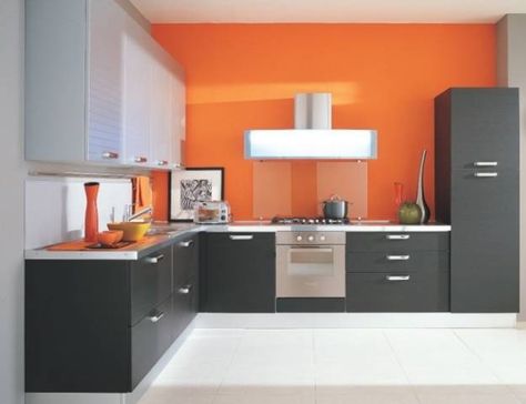 modern kitchens with decor in black-n-white and decorating with colorful accents Modern Contemporary Kitchen Design, Trendy Kitchen Colors, Modern Contemporary Kitchen, Contemporary Kitchen Cabinets, Kitchen Design Color, Kabinet Dapur, Modular Kitchen Designs, Modern Kitchen Cabinet Design, New Kitchen Designs