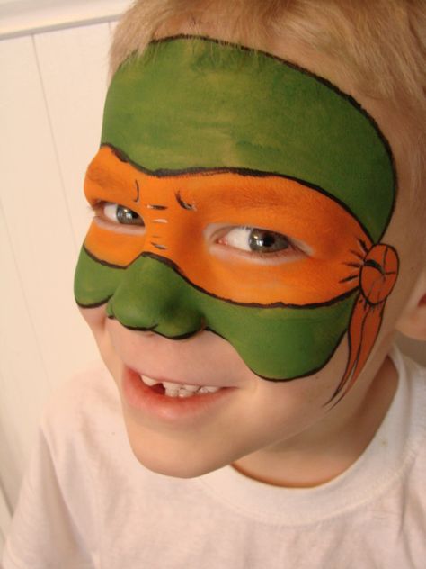 Ninja Turtle Mask! Ninja Turtle Face Painting, Ninja Turtle Face Paint, Kids Face Painting Easy, Superhero Face Painting, Face Paint Designs, Ninja Turtle Mask, Easy Face Painting Designs, Face Painting For Boys, Face Painting Easy