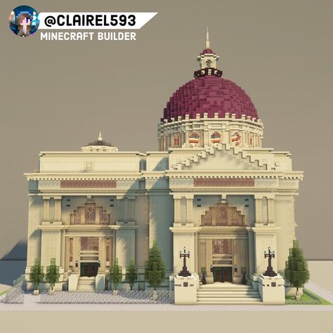 #minecraftbuildingideas #minecraft #minecraftbuilds Baroque Architecture Minecraft, Art Museum Building, Minecraft Venice Build, Modern Minecraft Building, Minecraft Art Gallery Building, Royal Minecraft House, Neoclassical Minecraft, Minecraft Opera House, European Minecraft Builds