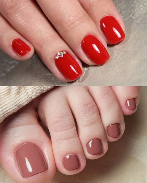 12 Fall-Inspired Mani Pedi Combos to Match Your Autumn Vibes - Fall Mani Pedi, Autumn Pedicure, Mani Pedi Combos, Nail Dipping Powder Colors, Halloween Nail Colors, Pedicure Colors, Natural Beauty Recipes, Toe Nail Color, Fall Manicure