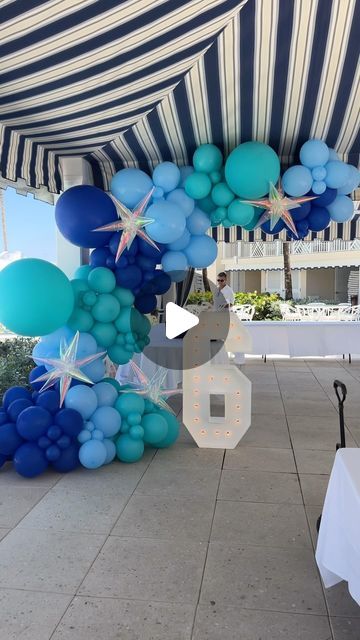 Balloon Decorations and Event Rentals Palm Beach on Instagram: "Balloons for every birthday celebration! This was a frozen themed garland with some serious ocean wibes💙

#balloons #balloongarland #birthday" Garland Design, Frozen Themed, Jones Family, Birthday Balloon Decorations, Father Birthday, Event Rentals, Balloon Garland, Event Rental, Balloon Decorations