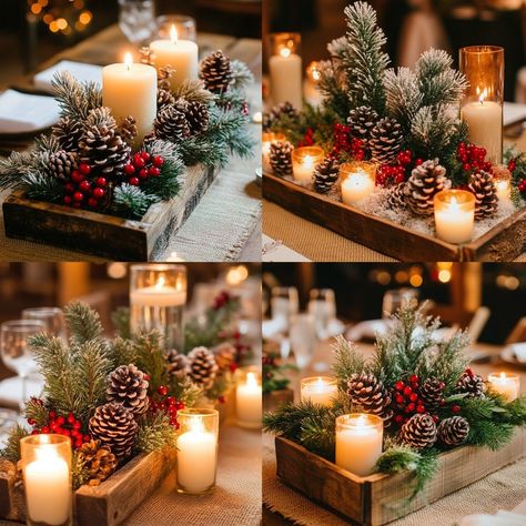 Stunning Christmas Wedding Centerpieces | Get Inspired Now - Yeah Weddings Silver And Gold Christmas Wedding, Xmas Wedding Decorations, Christmas Country Wedding, Beach Winter Wedding, Winter Centerpieces For Table Wedding, Christmas Themed Wedding Centerpieces, Winter Wedding Decor Ideas, Christmas Sweetheart Table Wedding, Christmas Wedding Centerpieces Diy