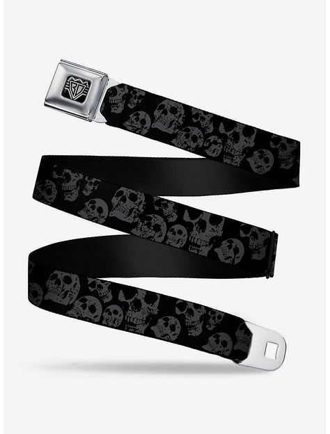 Stacked Skulls Seatbelt Belt Stacked Skulls, Black Metal Fashion, Seatbelt Belt, Punk Style Outfits, Sporty Sunglasses, Chain Belts, Skull Fashion, Horror Halloween, Faux Leather Belts