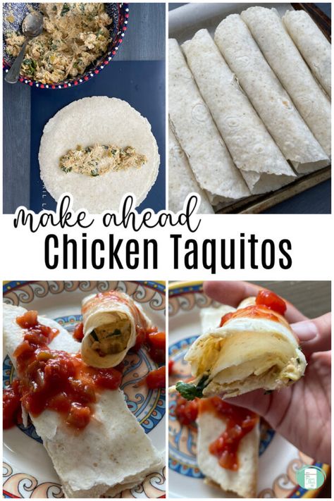 Taquitos Freezer, Homemade Chicken Taquitos, Make Ahead Chicken, Best Freezer Meals, Taquitos Recipe, Spicy Appetizers, After School Snack, Chicken Taquitos, Freezer Meal Prep