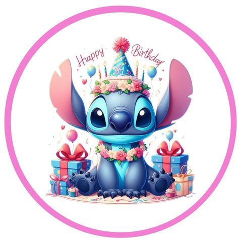 Stitch Happy Birthday, Stitch Birthday Card, Stitch Cake Topper, Birthday Greetings Images, Rodjendanske Torte, Diy Cake Topper Birthday, ليلو وستيتش, Stitch Cake, Stitch Coloring Pages