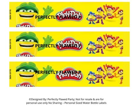 For A Play-Doh Theme Party. This is the perfect water bottle label for your Play-Doh needs. This is a digital product. You will download and print at home. The design is for a 8.5 x 2 water bottle label. For best results, print on a glossy brochure/ photo paper. Play Doo, Favour Bags, Water Bottle Label, Water Bottle Labels, Play Doh, Favor Bag, Favor Bags, Bottle Labels, Theme Party