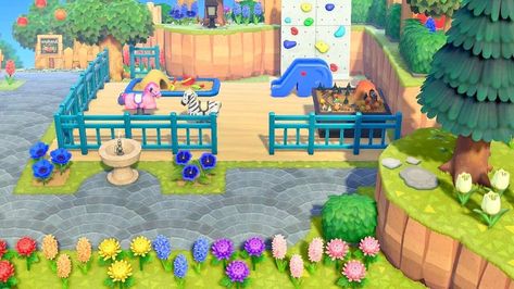 Acnh Playground Idea, Animal Crossing Playground, Acnh Playground, Anch Ideas, Playground Ideas, Build Inspiration, Acnh Codes, Acnh Ideas, Acnh Inspo