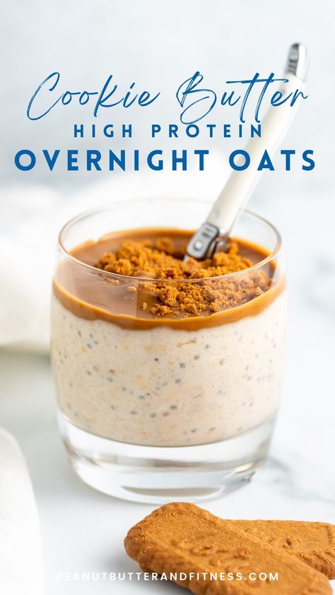 Peanut Butter Cookie Overnight Oats, Overnight Oats Summer, Overnight Oats Cookie Butter, Cookie Butter Protein Shake, Butterfinger Overnight Oats, Kodiak Protein Overnight Oats, Halloween Overnight Oats, Cookie Butter Overnight Oats, Biscoff Overnight Oats Healthy