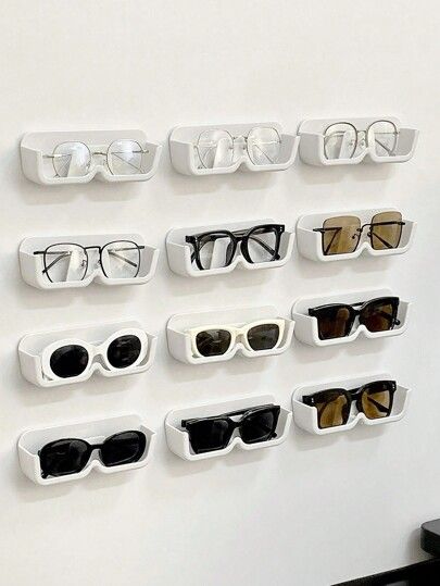 1pc High-end Glasses Storage Box, Easy To Install Wall-mounted Sunglasses Rack, Perfect For Displaying And Storing Glasses | SHEIN USA Sunglasses Display Wall, Sunglasses Display Ideas, Glasses Shelf, Sunglasses Wall, Sunglasses Rack, Glasses Display, Eyewear Display, Glasses Storage, Sunglasses Display