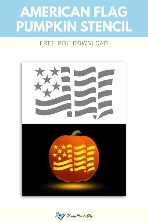 Free printable American flag stencil for pumpkin carving. Download it at https://museprintables.com/download/pumpkin-stencil/american-flag/ American Flag Pumpkin Carving, American Flag Pumpkin, Printable American Flag, American Flag Stencil, Stencil For Pumpkin Carving, Pumpkin Carving Stencils Templates, Deer Halloween Costumes, Deer Halloween, Printable Pumpkin Stencils