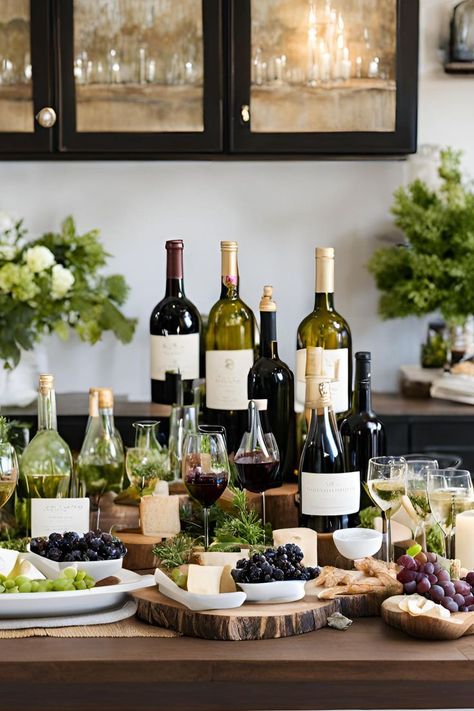 Host a Chic Wine Tasting Party on a Budget How To Display Drinks At A Party, Diy Wine Tasting Party, Winter Party Food, Aged To Perfection Party, Wine Club Ideas, Wine Tasting Party Decorations, Diy Wine Tasting, Winter Party Foods, Winery Party