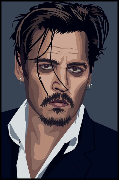 Excelente trabajo !!! Arte Pin Up, جوني ديب, Vector Portrait Illustration, Kaptan Jack Sparrow, Actors Illustration, Digital Portrait Illustration, Monochromatic Art, Pop Art Portraits, Digital Portrait Art