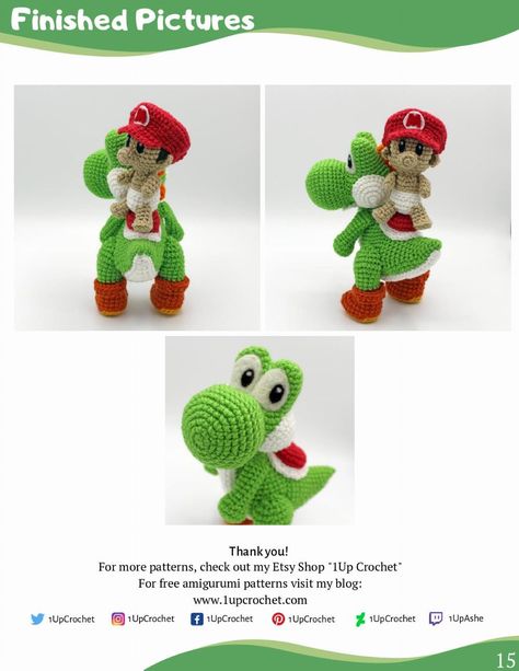 YOSHI AND BABY MARIO AMIGURUMI PATTERN Yoshi Amigurumi Pattern Free, Yoshi Amigurumi, Crochet Pattern Free Amigurumi, Amigurumi Pattern Free, Mario Crochet, Pattern Free Amigurumi, Three Little Pigs, Stacking Toys, Baby Monkey