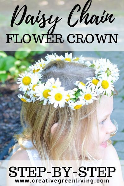 How to make a daisy chain flower crown or bracelet with real flowers. This easy DIY tutorial shows you how to make a floral headband or crown from daisies, dandelions or other wildflowers. #creativegreenliving #daisychain #flowercrown #kidscrafts Flower Crown Tutorial, Wildflower Crown, Daisy Flower Crown, Daisy Crown, Make A Crown, Fairy Ideas, Daisy Headband, Chain Headband, Diy Flower Crown