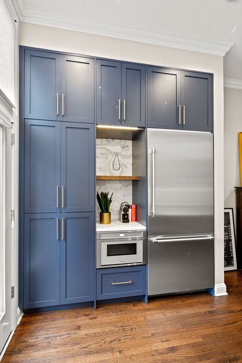 Floor To Ceiling Cabinets With Fridge, Built In Pantry Around Refrigerator, Diy Fridge Surround Pantry Cabinets, Fridge Built Into Cabinets, Pantry Fridge Surround, Kitchen Pantry Cabinets Next To Fridge, Refrigerator Built In Cabinet, Refrigerator Cabinet Surround Ideas, Built In Cabinets Around Fridge