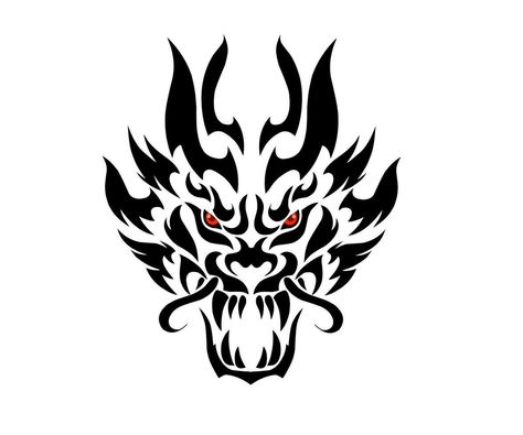 graphic vector illustration of tribal art abstract dragon head style tattoo Mythological Illustration, Dragon Face, Asian Dragon, Head Style, Style Tattoo, Dragon Head, Logo Banners, Cityscape Photos, Heart With Arrow