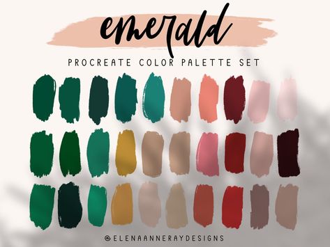 Emerald Color Palette Boho Procreate Color Palette 30 - Etsy Australia Sagittarius Color Palette, Sagittarius Colors, Emerald Color Palette, Zodiac Accessories, Procreate Inspiration, Zodiac Makeup, Jewel Tone Color Palette, Romantic Colors Palette, Earth Tone Color Palette