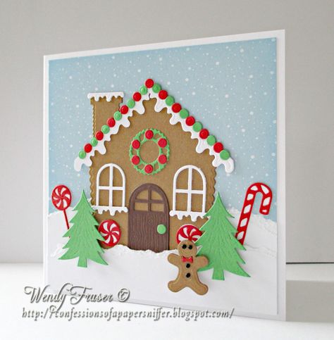 Christmas Cards With Gingerbread Men, Gingerbread House Christmas Cards Handmade, Gingerbread Christmas Cards Handmade, Gingerbread House Cards, Gingerbread Scene, Gingerbread House Card, Gingerbread Cards, Gingerbread House Christmas, Christmas Cards Kids